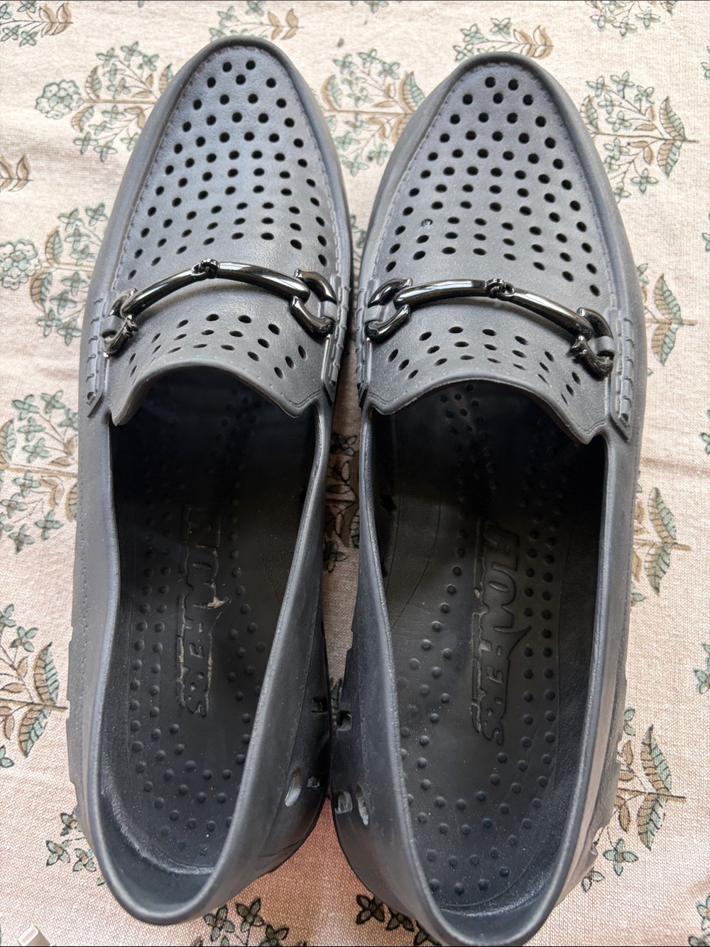 Men's Gray Perforated Slip-On Loafers with Metal Bit